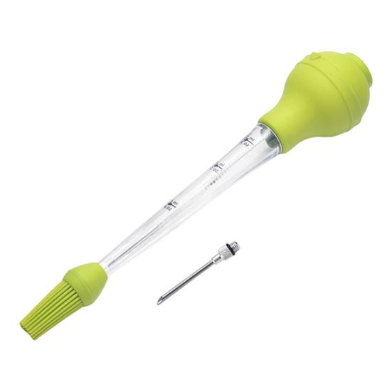 Pratico Cucchiaio Trasparente per Salse Uso Comodo Portatile Contagocce per Olio di Tacchino con Spazzolino per la Pulizia Accessori da Cucina Pennello da Cucina per Tacchino