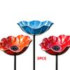 3pcs Handcrafted Metal Flower Garden Stake Ground Insert Iron Floral Sculpture Bird Bath Stake UV Resistant Rust-resistant