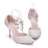 Crystal Queen Bridal Women Rhinestone Pointed  9cm Toe High Heels Sexy Wedding Evening Party Shoes Ladies Pumps