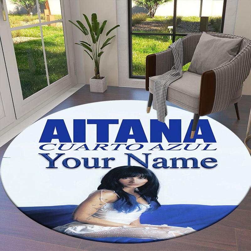Aitana Custom Name Round Area Rug,Carpet Rug for Living Room Bedroom Sofa Playroom Decor,Non-slip Floor Mat