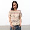 GREEN BELT Women's Fair Isle Short Sleeve Knit Cardigan