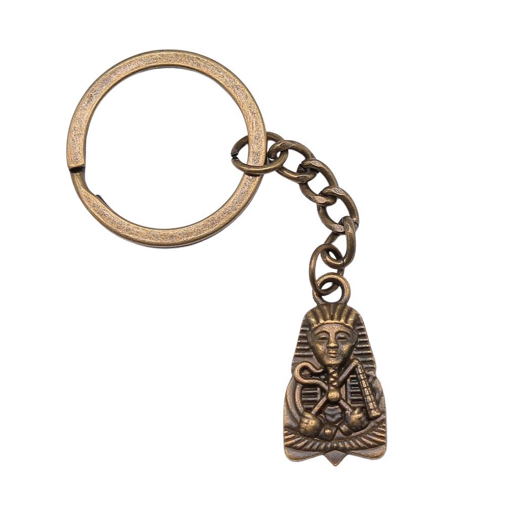 Egyptský faraon Klíčenka s přívěskem Starověký faraon Hlavní amulet Kroužek 28 mm