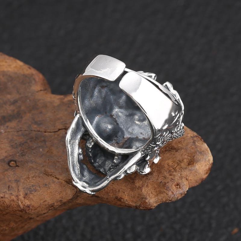 Retro Exaggerated and Domineering Skull Ring Men's Open Adjustable Ring Popular
