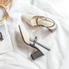 Fashion Fashion Shoes for Pumps Summer Elegant Chunky High Heels Pointed Toe Baotou Solid Ladies Shoes  Female Sandals Zapatillas Mujer