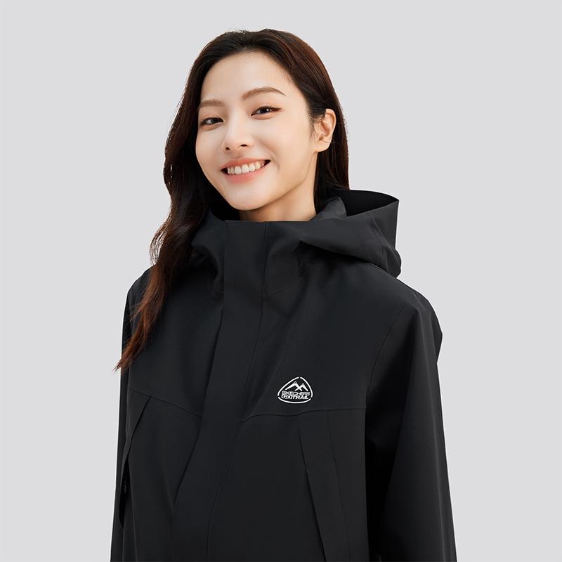 Skechers Outdoor Series Hooded Solid Color Zip-Up Long Sleeve Breathable Jacket Women Jackets Carbon-Black L424W166-0018