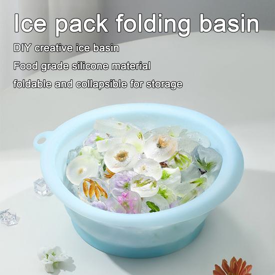 Face Ice Bath Bowl Collapsible Silicone Face Skincare Bowl with Built-in Grids Cold Therapy