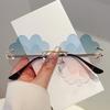New European and American fashion borderless green clover sunglasses seaside holiday party sunglasses women