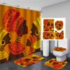 Afroamericano Afro Sexy Chica Negra Mujeres Arte Diseño Arte Graffiti Juego de Cortinas de Ducha para Baño Alfombrillas Alfombras Tapa de Inodoro Poliéster con Ganchos