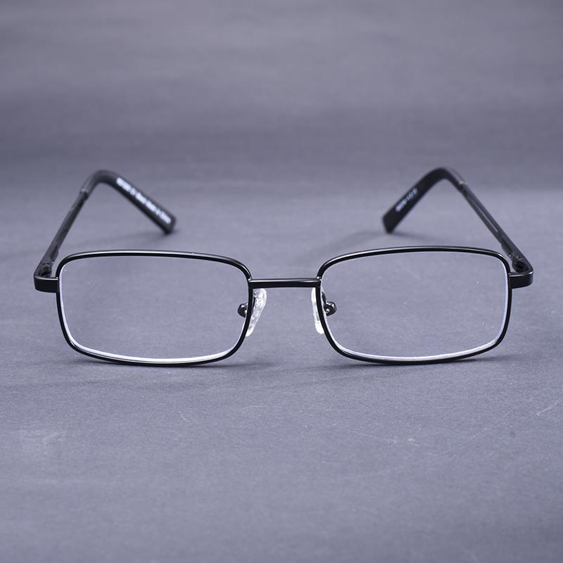 Black Frame Anti-blue Light Reading Glasses For Men Metal Full Eyeglasses Frame With Spring Hinge+125+175+225