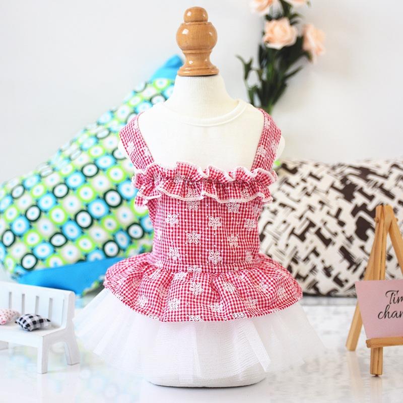 

Spring Summer Pet Skirt for Small Dogs Teddy Grid Pettiskirt Dress Puppy Costume Fashion Pet Clothing XL