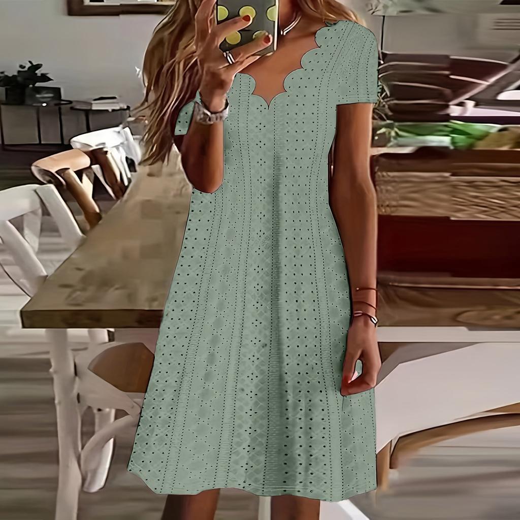 Women's Fashion Color Short Sleeve Dress