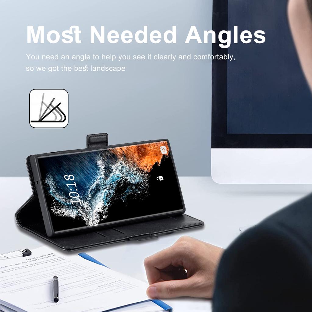 LC.IMEEKE For Samsung Galaxy S24 Ultra Case RFID Blocking Wallet Leather Phone Cover