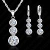 Women Classic 925 Silver Color Bridal Jewelry Sets Pendants Necklaces Earring Set For Wedding Engagement Accessory