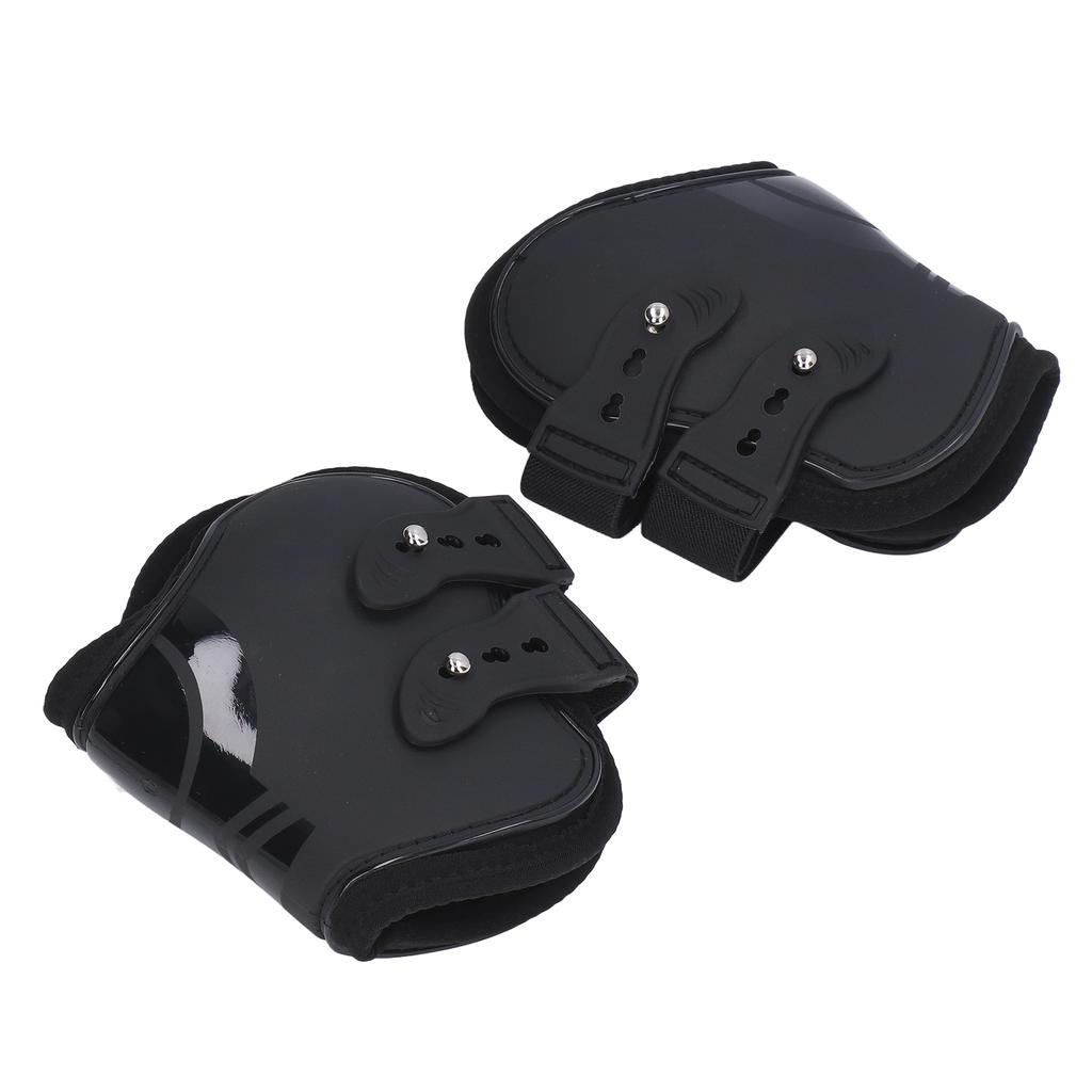 2Pcs Horse Tendon Boots Set Sturdy Adjustable PU Shell Tendon Guard Boots for HorsesBlack Hind Legs