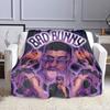 "Stylish Bad Bunny Collage Design" Patterned Flannel Blanket Perfect for the Bedroom Living Room, Sofa, or a Little Nap