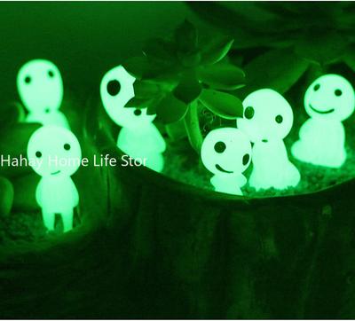 10pcs Luminous Elves Mini Figures Fish Tank Decor Kodama Glow In the Dark Figures Garden Micro Flower Potted Landscape Ornament