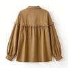 Womens Button Down Linen Shirts Collar Long Sleeve V Neck  Tops