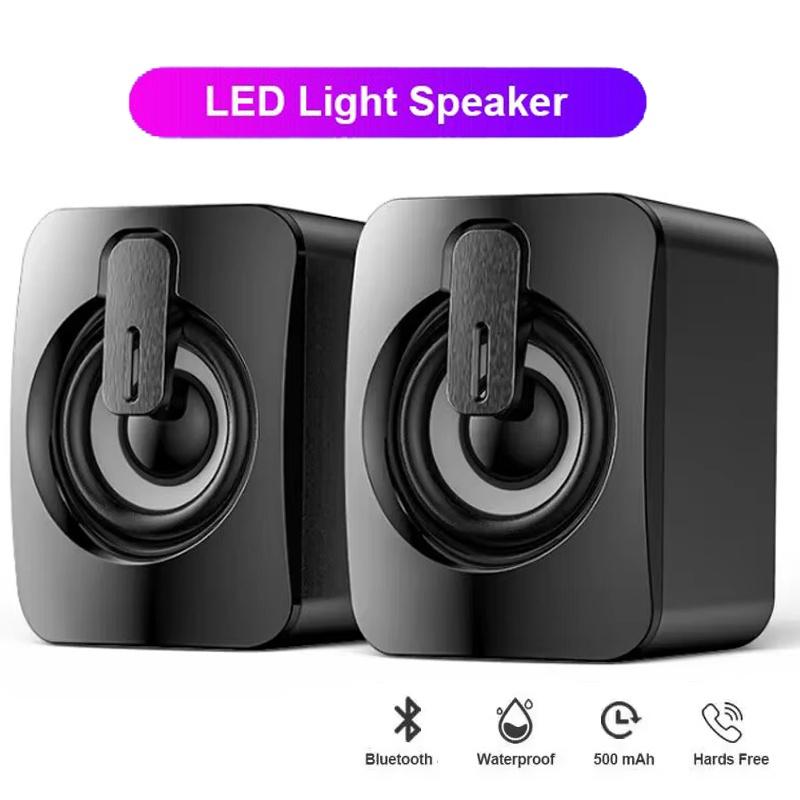 Mini Computer Speaker Stereo HIFI Stereo Subwoofer Speaker PC Sound Box With LED Light USB Cable For PC Laptops Computer Desktop