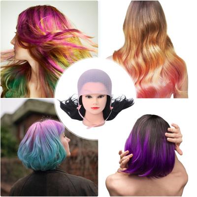 Yousheng Haarsträhnen-Hut mit Nadellöchern Professionelles Wiederverwendbares Silikon-Friseurwerkzeug Verstellbare Schnalle Mehrfarbig Haarfärbehut für Zuhause