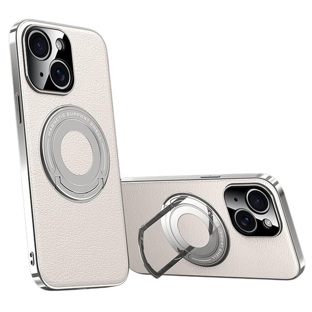 For iPhone 14 Case Compatible with MagSafe Leather TPU Back Cover with Hidden Kickstand