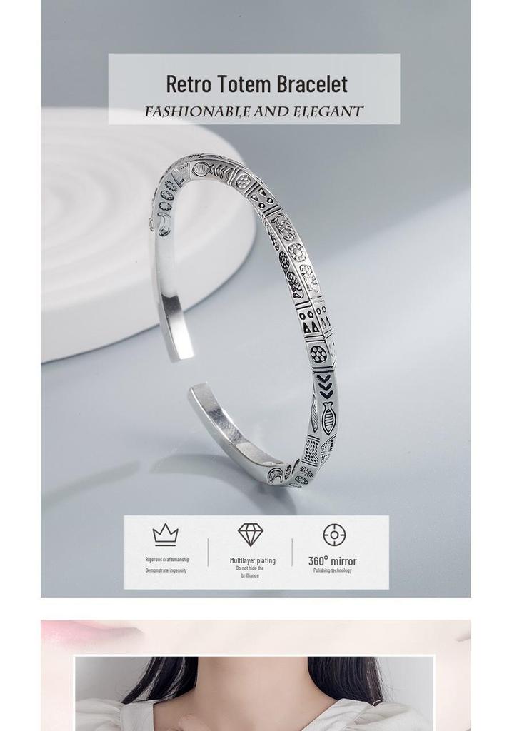 Silver-Plated Bohemian Mobius Strip Cuff Bracelet for Women