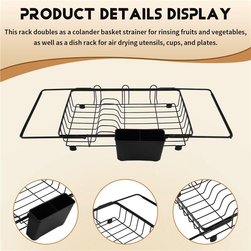 M-Modern-Countertop Dish Rack For Kitchen Counter Dish Drying Rack In Sink Stainless Steel Expandable Dish Drainer 1 Item