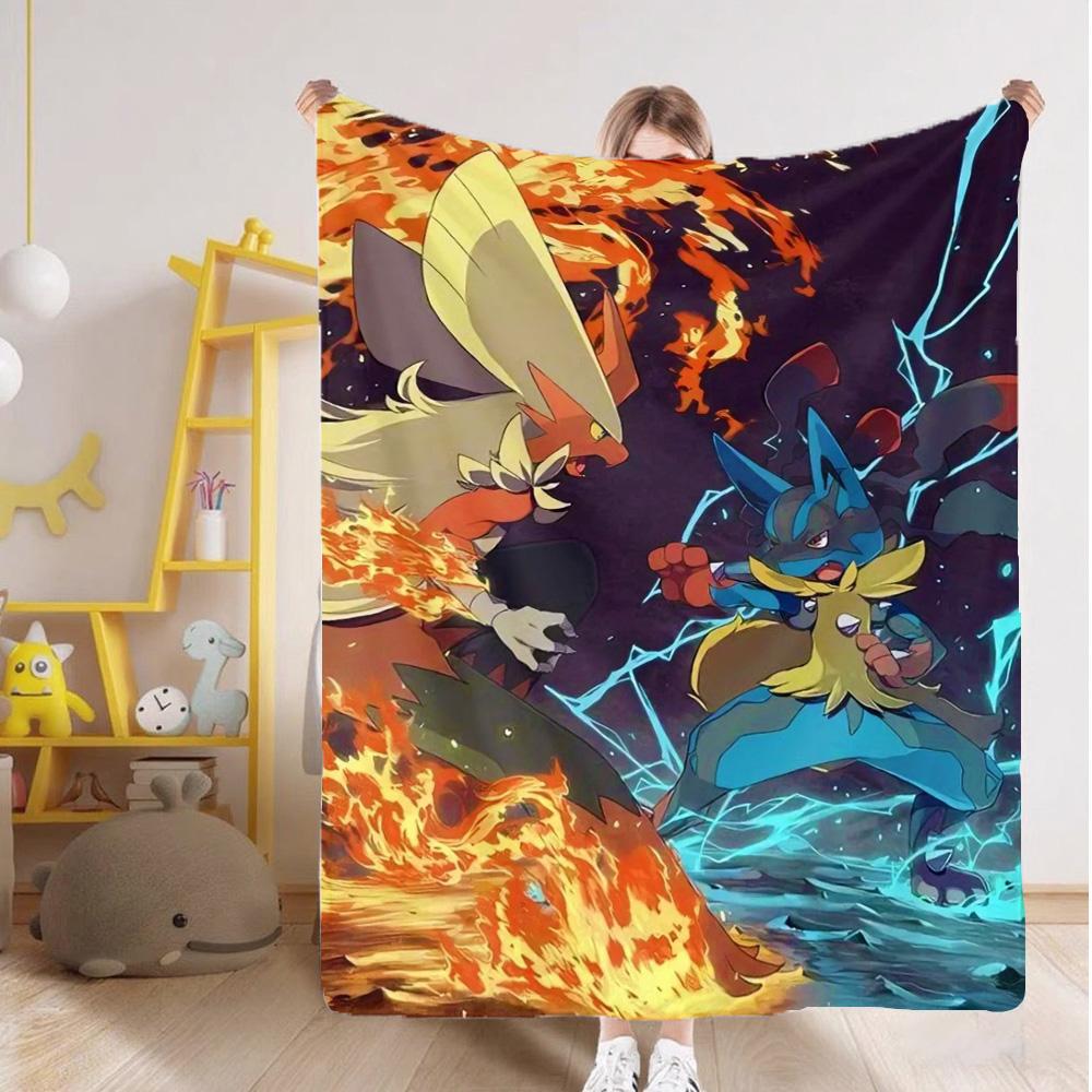 Double Blanket for Bed Kawaii L-Lucarios Throw Blankets and Camping New Year Furry Bedspread the Anime Home Decoration Sofas Nap