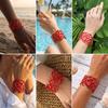 Exaggerated Summer Niche Red Coral Shaped Cuff Bangle for Women Simple Metal Starfish Wide Bracelet Beach Party Jewelry Gifts