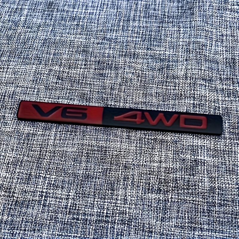 1pc, V6 Letter Modified Car Emblem, Individual Metallic Sticker, Aesthetic And Practical Trunk Badge-Fender Emblem-Side Panel Sticker