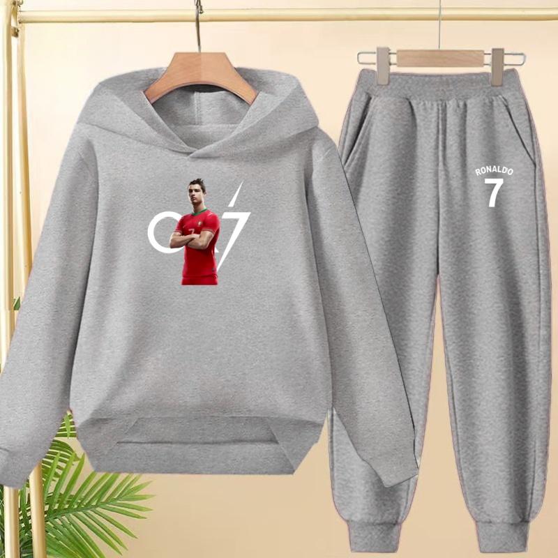 A Loose and Casual Sportswear Set of Hooded Sweatshirts and Trousers for Children, Suitable for Boys and Girls Aged 3 To 13