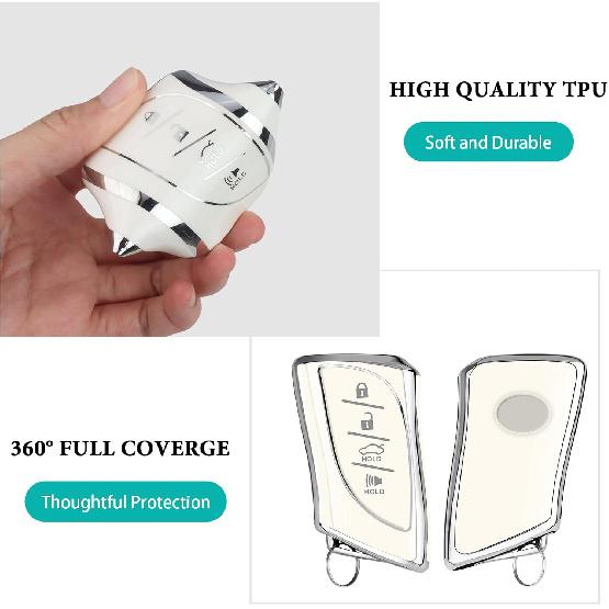 Key Fob Cover Fit for Lexus, 4 Buttons TPU Protection Key Case Compatible with 2018-2025 ES250 ES300h ES350 RX350 UX200 LS500 LS500H LC500 LC500h