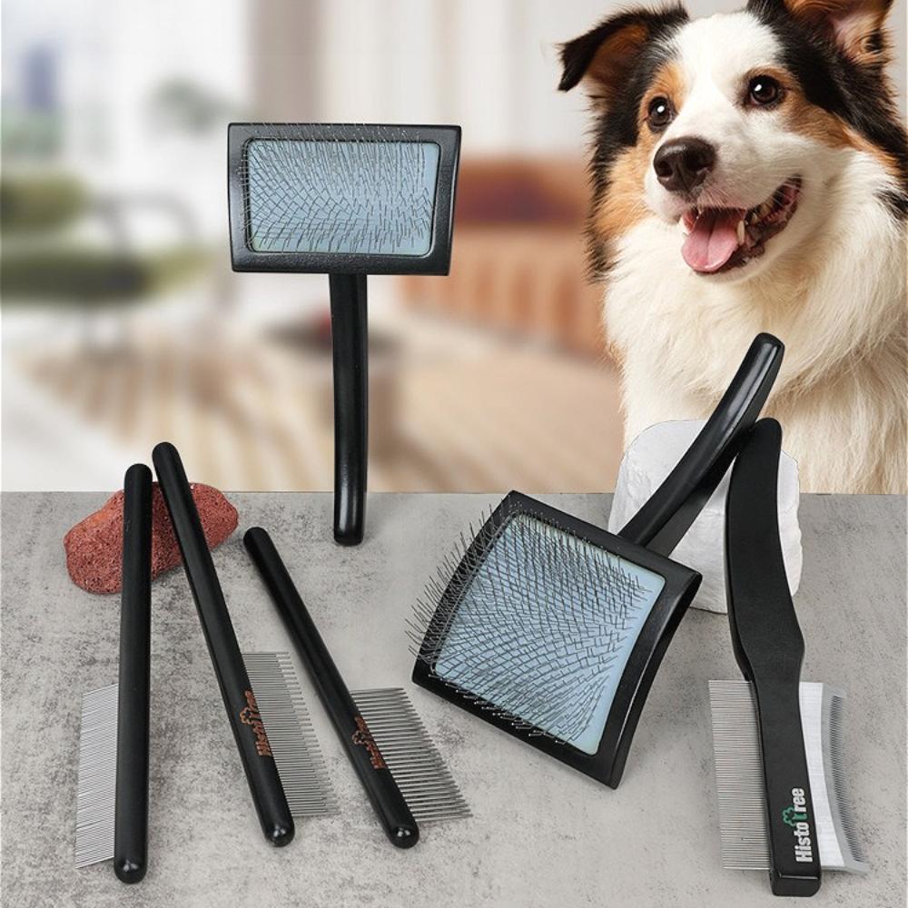 Wood-Grip Rust-Resistant Stainless Steel Angled-Tine Pet Grooming Comb Skin-Gentle Minimizes Pet Shedding & Fur Matting