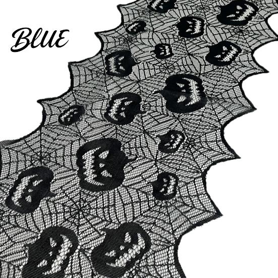 Mysterious Halloween Fabric Runner Table Runner 70 X 15 Inch Black Lace Spider Web Decor Spooky Gothic Pumpkin Dinner Decoration for Kitchen