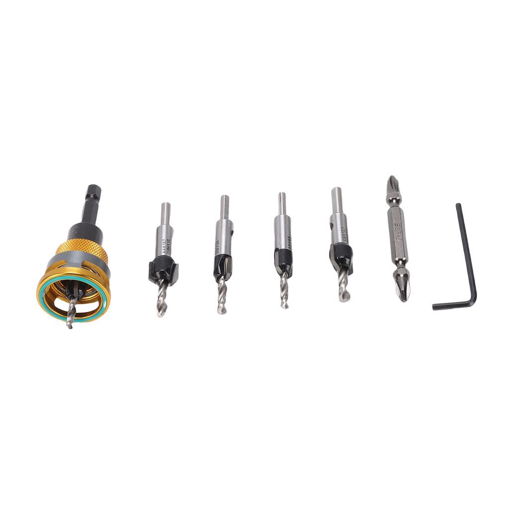 Countersink Drill Bit Kit 6.5mm Hex Shank Adjustable Counter Sink Drill Bit with Depth Stop
