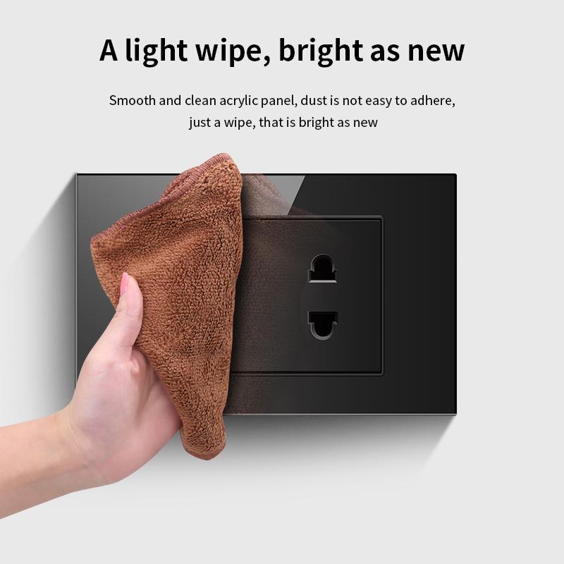 Amerikanische Standard-Wandschalter Steckdosen 118 Typ Schwarzes gehärtetes Glaspanel 15A/20A/45A Licht LED Elektrische Schalter Max. 220v