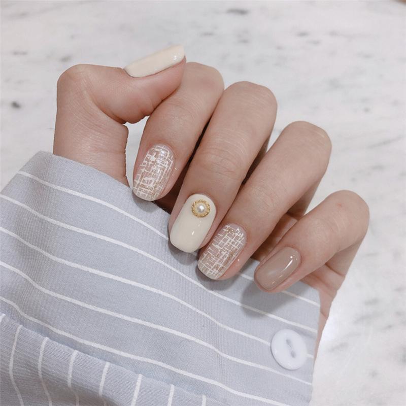 24 Stück Mandel Französische Press-On Nägel Abnehmbar Vollabdeckung Ballerina Falsche Nagelspitzen Für Damen Mädchen