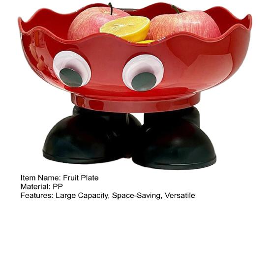 Cartoon Fruit Plate Large Capacity Wide Mouth Fruit Bowl Multi-Functional Decorative Snack Tray for Home Living Room