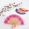 Chinese Style Wooden Folding Fan Hand-Painted Pattern Handheld Fan Ancient Flower Fan  Women Use