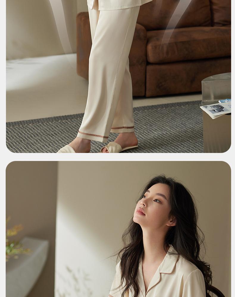 Xuan Liang Sleepwear Women's Summer Thin Ice Silk Short Sleeved Pants New Casual Outerwear Home Clothing Set