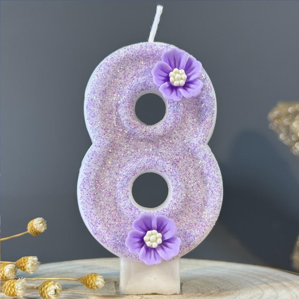 1pc Number 0-9 Candle Cake Topper Butterfly Flower Shaped Birthday Anniversary Party Cake Number Candle Decoration