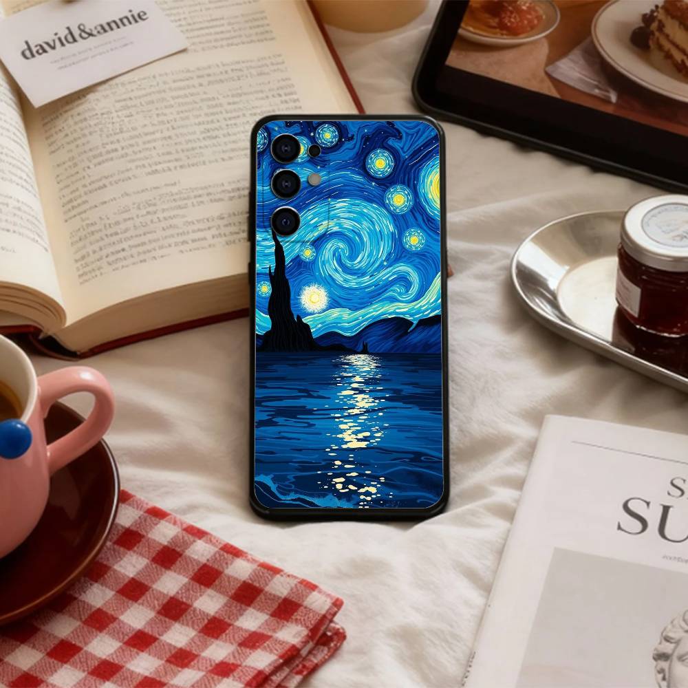 V-Van G-Gogh The Starry N-Night   Phone Case For Samsung S 25,24,23,22,30,21,10,9,Ultra,Plus,Lite,FE,4,5 G Soft Black Case Samsung S21Ultra