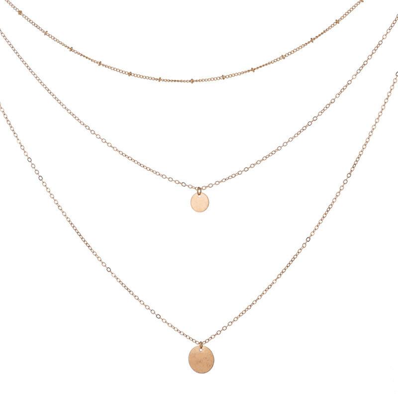 

Уникальное многослойное очаровательное круглое колье-подвеска с цепочкой из сплава для модных женщин золотой