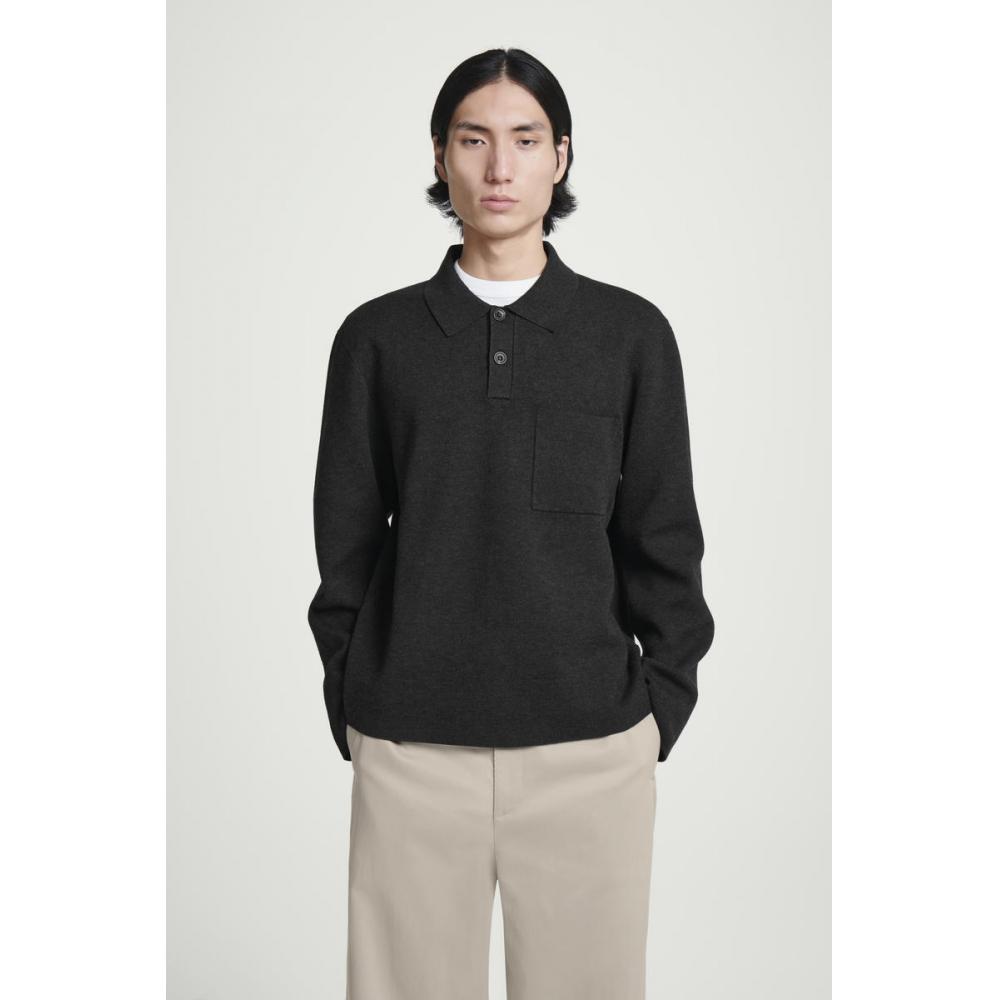 

Cos Japan Двусторонняя рубашка поло с длинным рукавом gray/XS