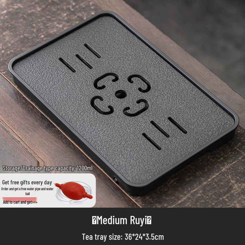 Modern Imitation Wujin Porcelain Tea Tray with Drainage for Dry Brew - Light Luxury Style Tea Table Set