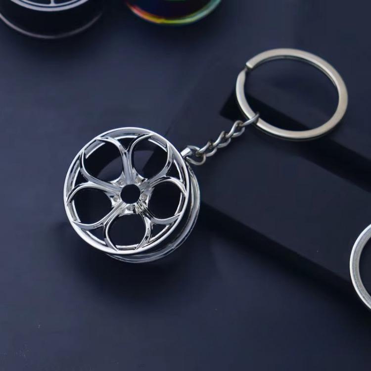 Metal Keychain Modified Car Wheel Hub Circular Shape Wheel Key Chain Auto Decoration Key Ring Pendant Car Styling Accessories