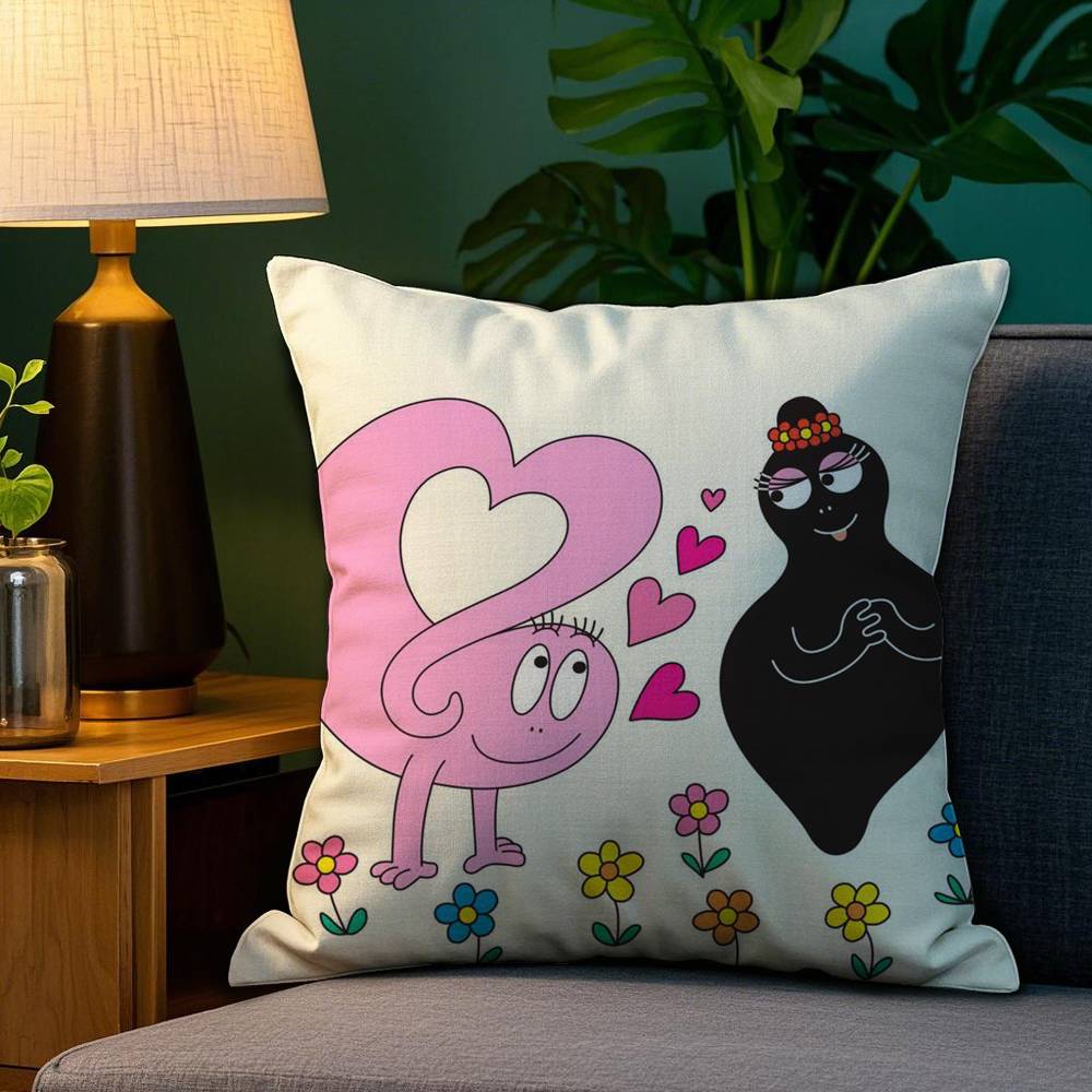 Cartoon Cute B-Barbapapas Pillow Case Plush Fabric Soft Double Sided Print Sofa Cushion Cover Throw Pillow Covers