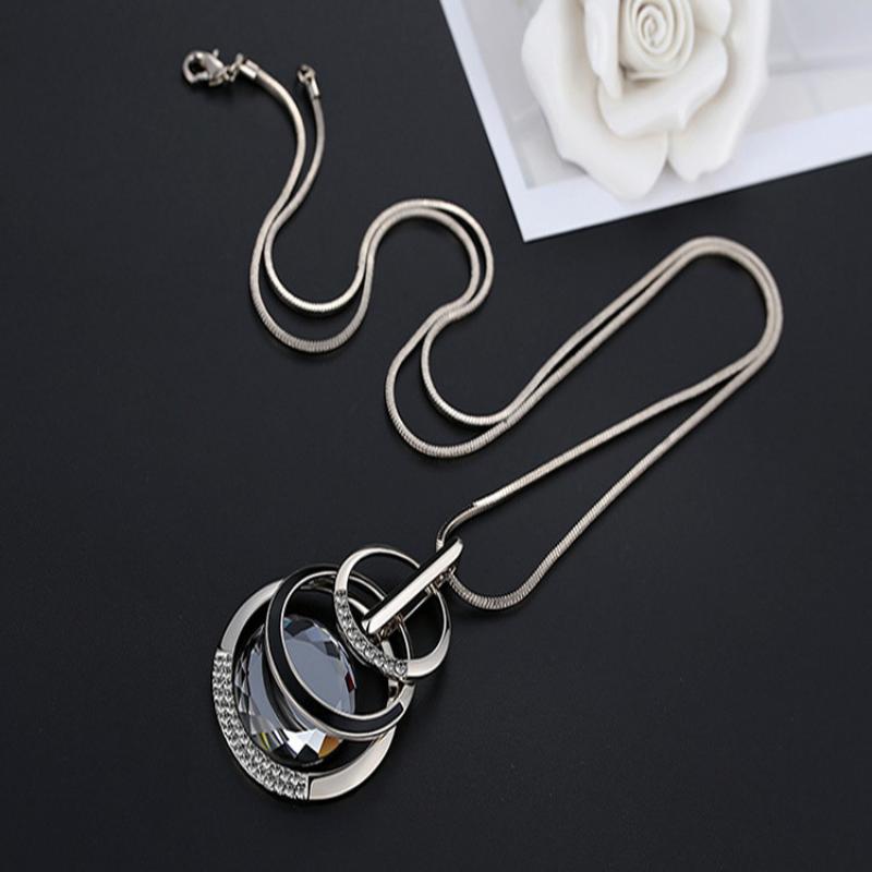 

Изысканные круглые длинные ожерелья с кристаллами, подвески для женщин, колье, женское колье, цепочка для свитера, колье, воротник, модные украшения бездна