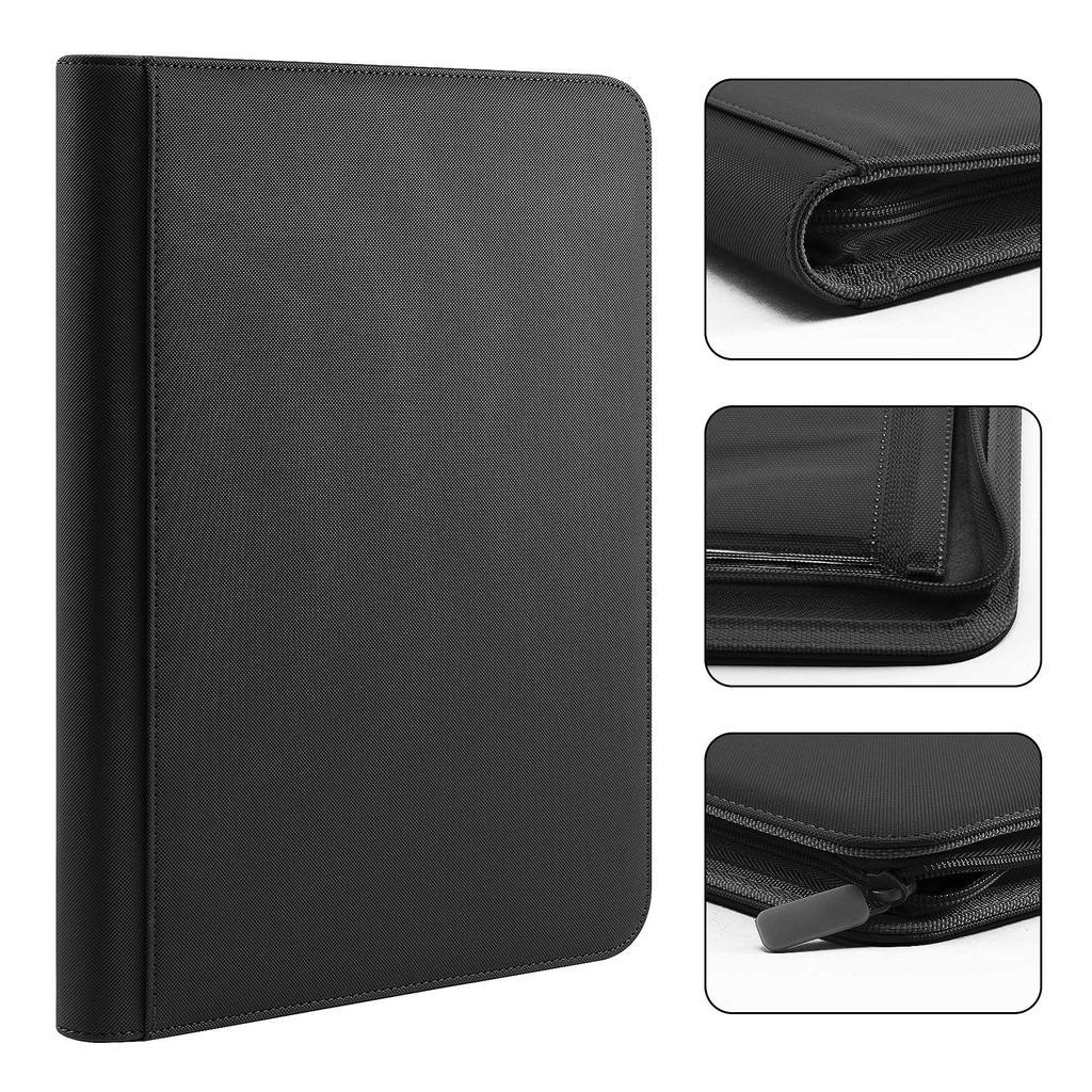 PAKESI Star Card Card File 9 Pockets Holds 360 Cards PU Card Sheet Collect Star Cards and Other Cards Star Card Collection File (Black)