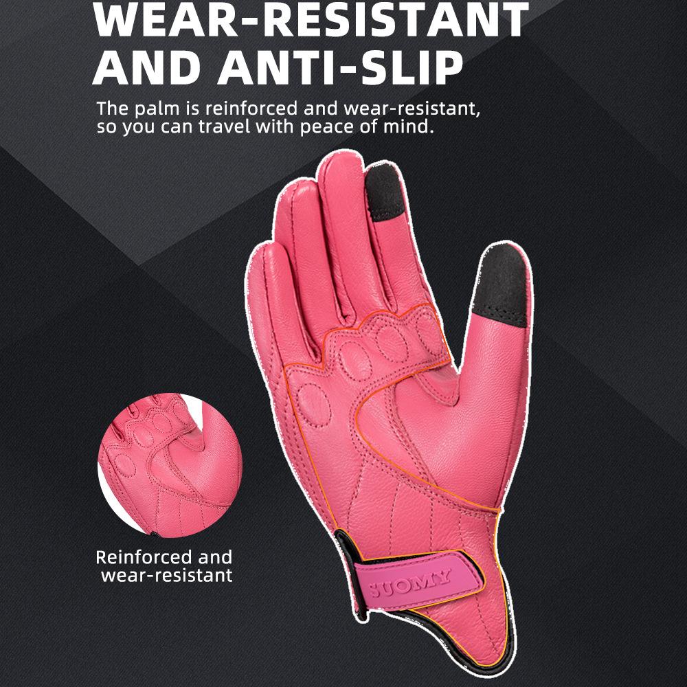 Cycling anti-drop gloves summer touch screen sheepskin retro locomotive men's and women's knight equipment