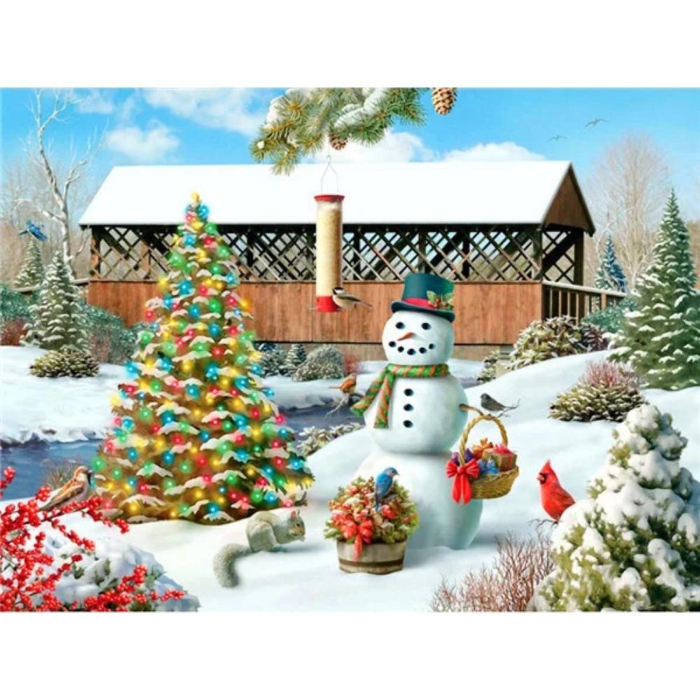 Pittura diamante arte trapano completo pupazzo di neve albero di Natale pittura diamante fatto a mano giorno nevoso fai da te diamante mosaico pittura decorazione della casa regalo di Natale